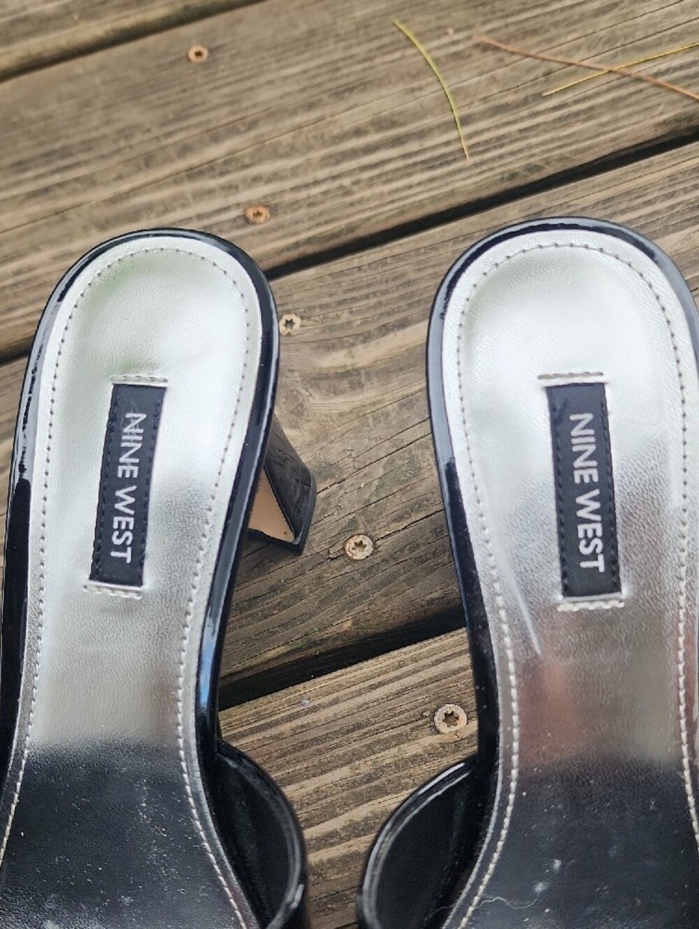 Nine West Beez Platform Black Patent Open-Toe Mule Heels 8.5 - Picture 3 of 13